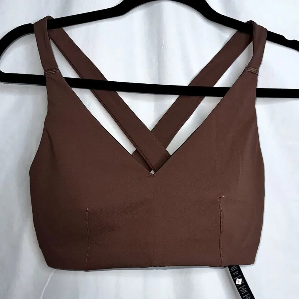 Lululemon Lab Luxtreme Womens Size 10 Dusty Mauve Deep V Cross Back Sports Bra - Picture 1 of 3